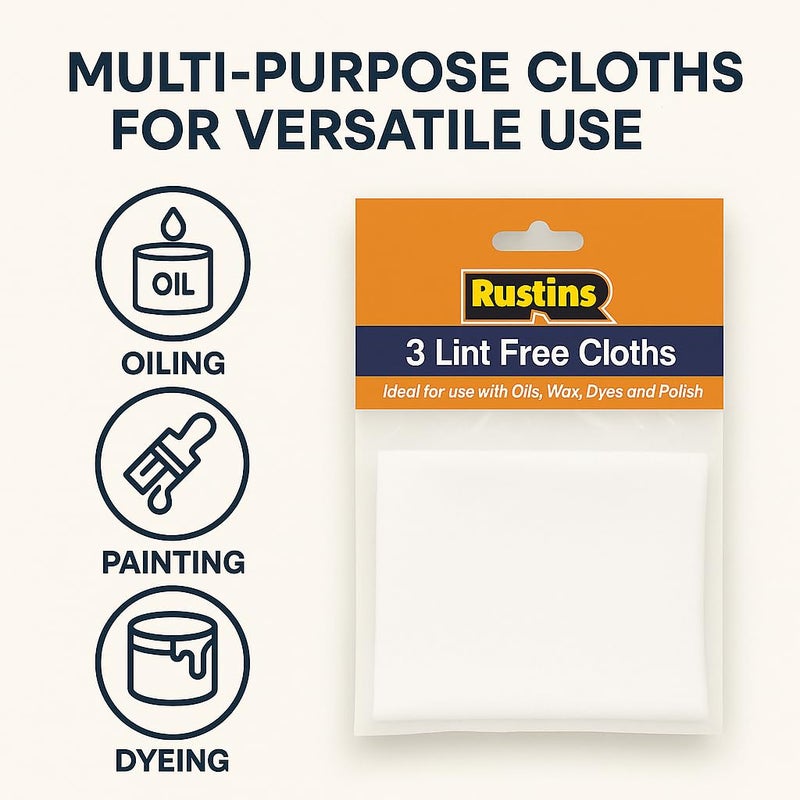 Rustins Lint-Free Cloths, Pack of 3 - Premium Quality, Absorbent Cloths for Effortless Furniture Oil Application - Image 3